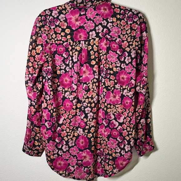 Anthropologie Pilcro Purple Floral Button-Down Blouse โ Size XXS (Oversized Fit) - Picture 6 of 7